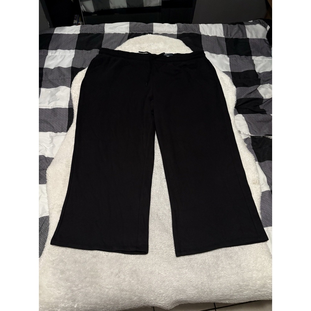 New Tek Gear Wide Leg High Rise Black Joggers Plus Eize 3X Sweatpants NWT Solid